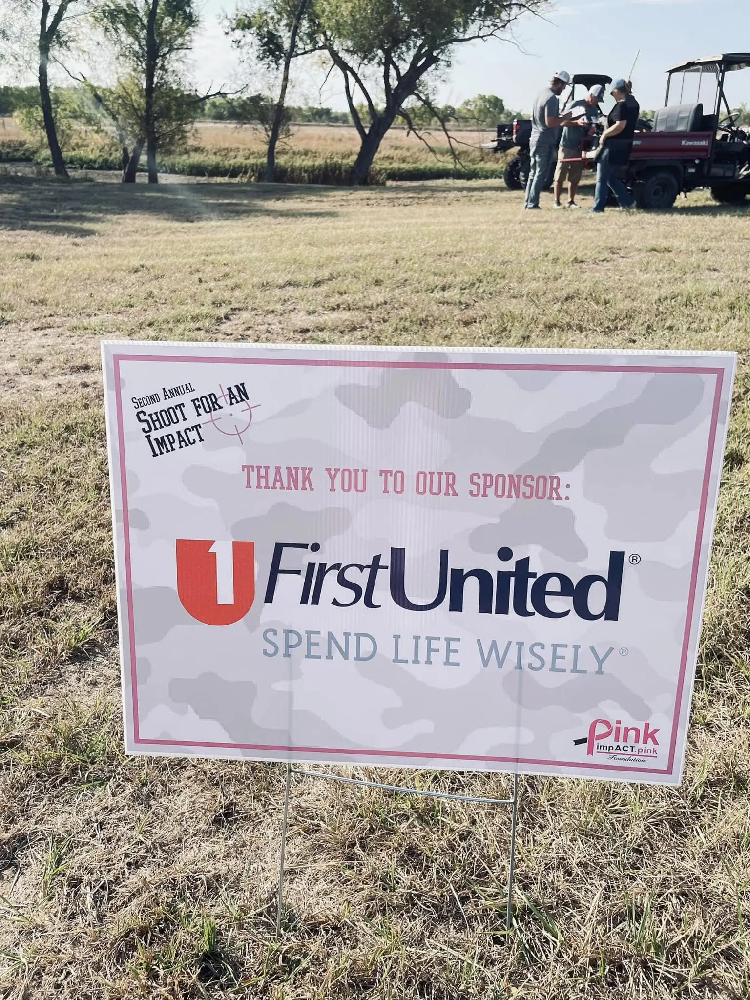 A sign that says thank you to first united.