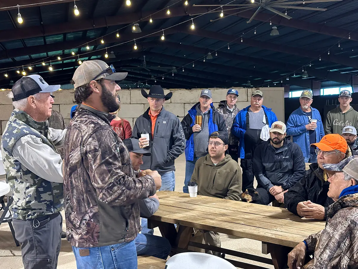 A group of people gathered around a table.